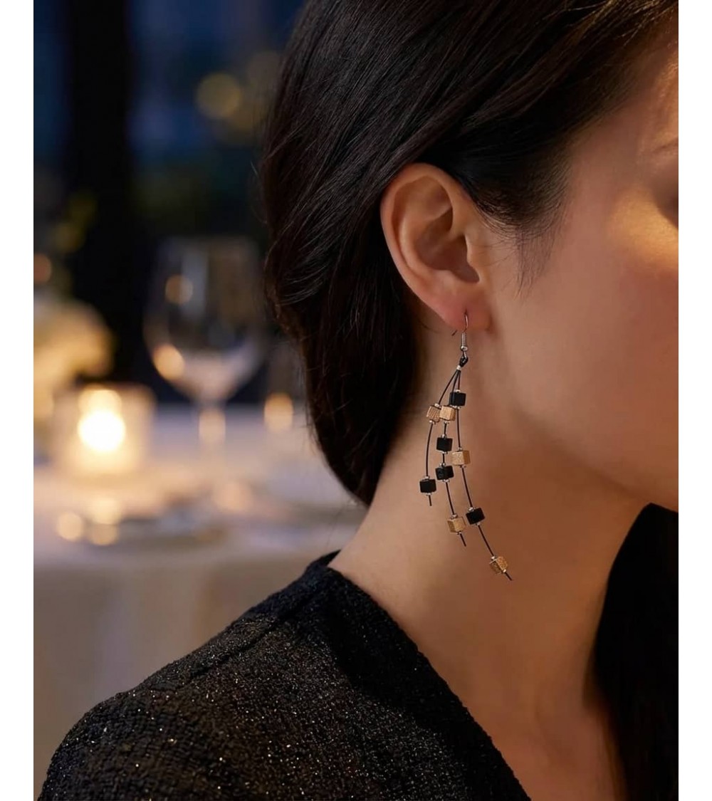 FRANKIE - Orecchini pendenti - Nero e oro Jianhui London eleganti particolari da donna bambina