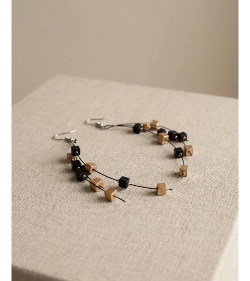 FRANKIE - Pendant earrings - Black and gold Jianhui London cute fashion design designer for women