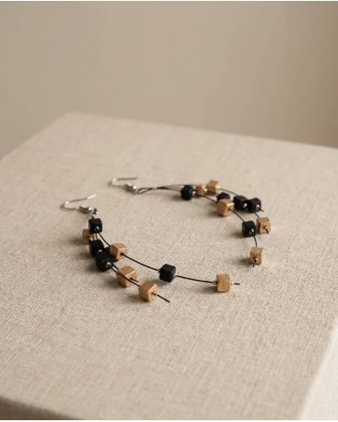 FRANKIE - Boucles d'oreilles pendantes - Noir et or Jianhui London fantaisie original femme suisse