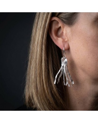 Aqua - Pendant earrings in upcycled plastic Jianhui London cute fashion design designer for women