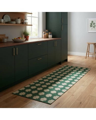 Paloma Dark Green - Vinyl Teppich Brita Sweden küchenteppich küchenläufer waschbar waschbarer outdoor teppich Teppichläufer b...