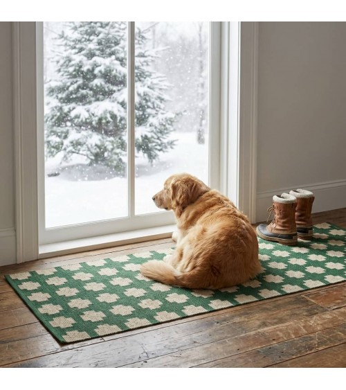 Paloma Dark Green - Woven Vinyl Rug Brita Sweden cool vinyl rugs runner for kitchen washable outdoor rugs