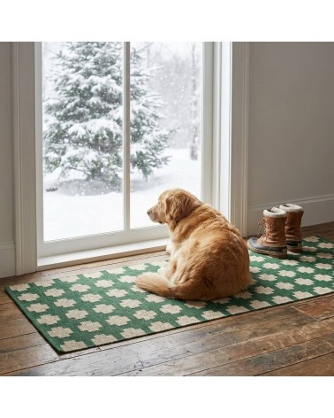 Paloma Dark Green - Tapis en vinyle tissé Brita Sweden tapis scandinave en vinyle lavable en machine de cuisine exterieur sal...