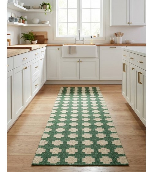 Paloma Dark Green - Woven Vinyl Rug Brita Sweden cool vinyl rugs runner for kitchen washable outdoor rugs