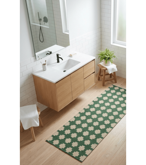 Paloma Dark Green - Tappeto in vinile intrecciato Brita Sweden passatoia tappeti da cucina lavabile in lavatrice per esterno