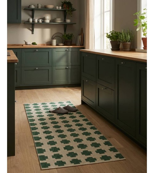 Paloma Dark Green - Woven Vinyl Rug Brita Sweden cool vinyl rugs runner for kitchen washable outdoor rugs