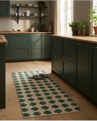 Paloma Dark Green - Woven Vinyl Rug Brita Sweden cool vinyl rugs runner for kitchen washable outdoor rugs