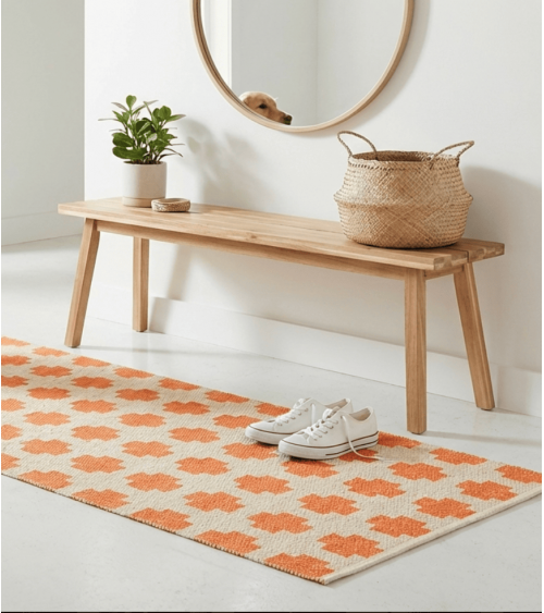 Paloma Orange - skandinavischer Vinyl Teppich Brita Sweden küchenteppich küchenläufer waschbar waschbarer outdoor teppich Tep...