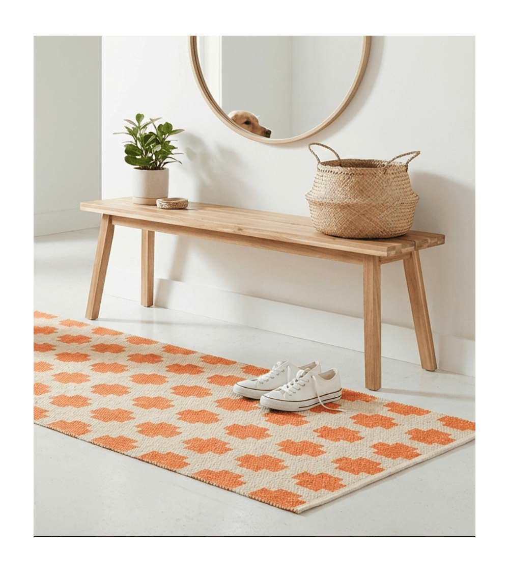 Paloma Orange - Scandinavian vinyl rug Brita Sweden cool vinyl rugs runner for kitchen washable outdoor rugs