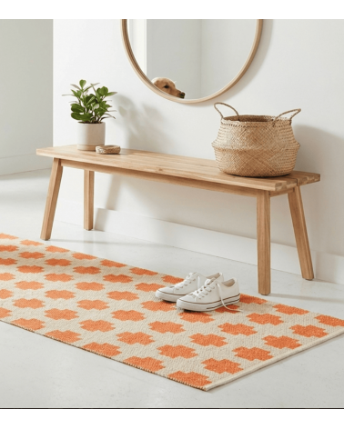 Paloma Orange - Tapis scandinave en vinyle tissé Brita Sweden tapis scandinave en vinyle lavable en machine de cuisine exteri...