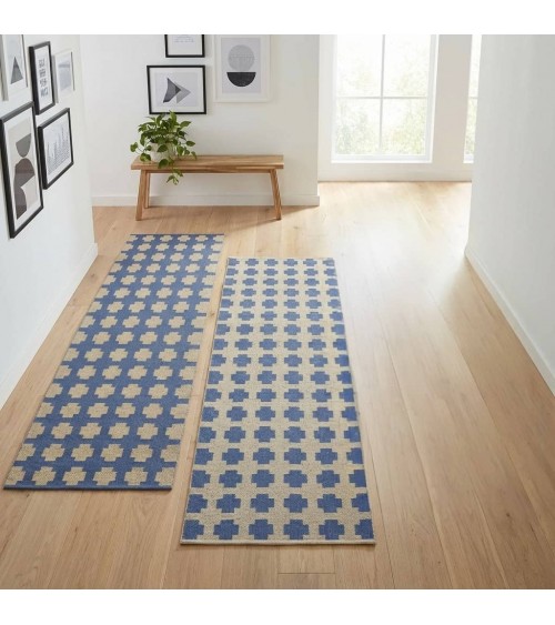 Paloma Vivid Blue - skandinavischer Vinyl Teppich Brita Sweden küchenteppich küchenläufer waschbar waschbarer outdoor teppich...