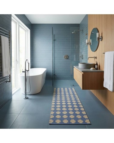 Paloma Vivid Blue - skandinavischer Vinyl Teppich Brita Sweden küchenteppich küchenläufer waschbar waschbarer outdoor teppich...