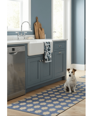 Paloma Vivid Blue - skandinavischer Vinyl Teppich Brita Sweden küchenteppich küchenläufer waschbar waschbarer outdoor teppich...