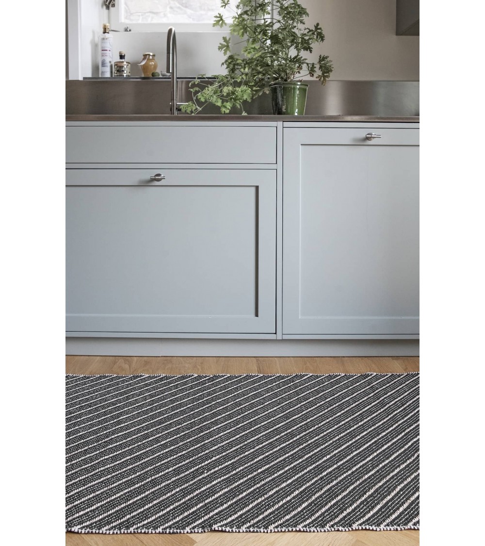 Ester Black - Tapis scandinave en vinyle tissé Brita Sweden tapis scandinave en vinyle lavable en machine de cuisine exterieu...