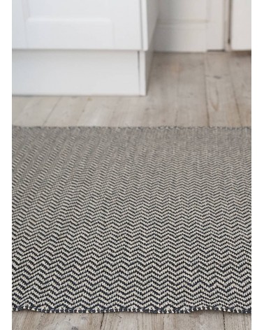 Strand Black - skandinavischer Vinyl Teppich Brita Sweden küchenteppich küchenläufer waschbar waschbarer outdoor teppich Tepp...