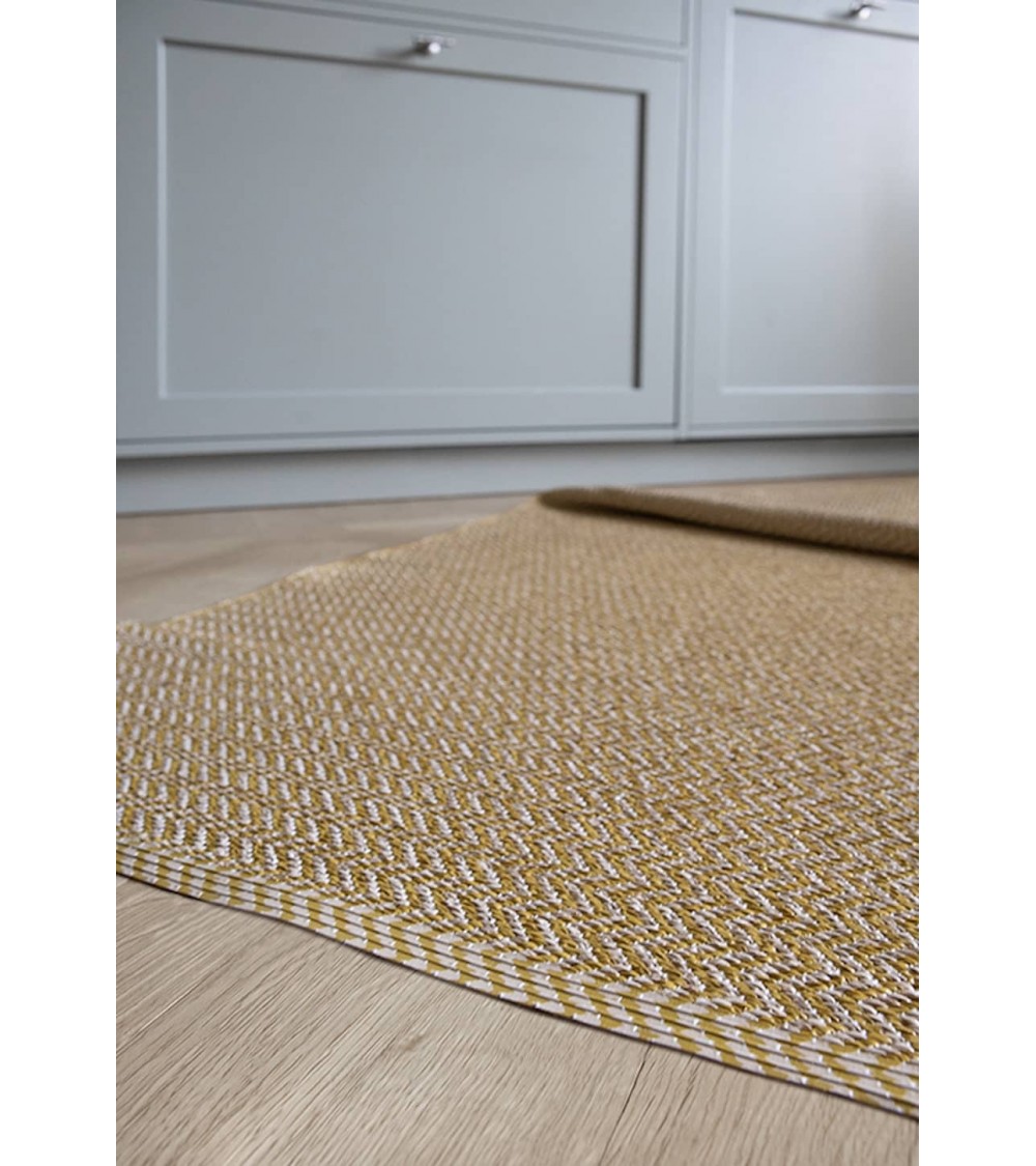 Strand Mustard - skandinavischer Vinyl Teppich Brita Sweden küchenteppich küchenläufer waschbar waschbarer outdoor teppich Te...