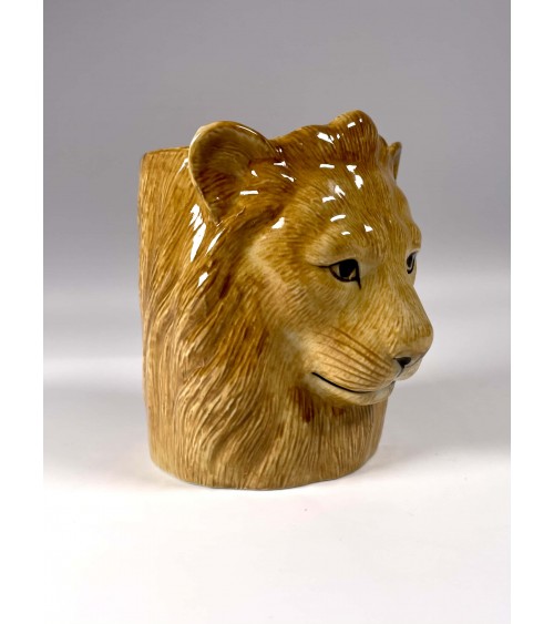 Lion - Animal Pencil pot & Flower pot Quail Ceramics pretty pen pot holder cutlery toothbrush makeup brush