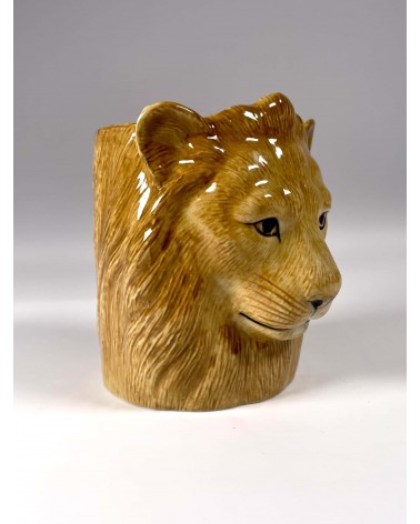 Lion - Animal Pencil pot & Flower pot Quail Ceramics pretty pen pot holder cutlery toothbrush makeup brush
