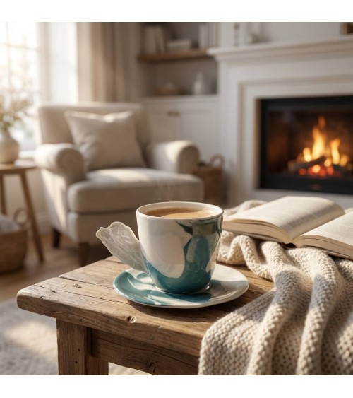 Porcelain Coffee cup - Vapor Blue Maison Dejardin coffee tea cup mug funny