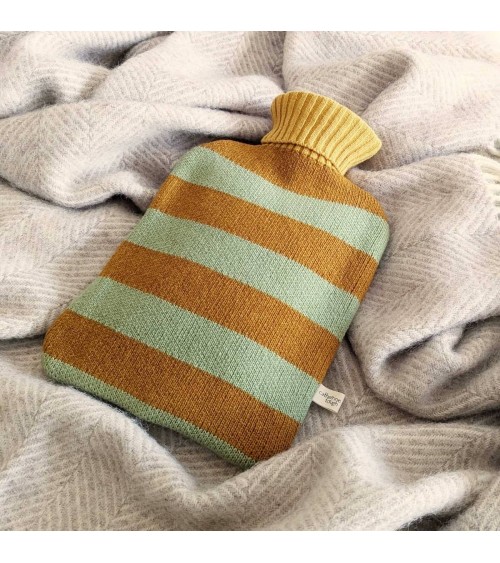 Mustard & Mint Stripes - Bouillotte à eau déhoussable Catherine Tough longue originale haut de gamme luxe
