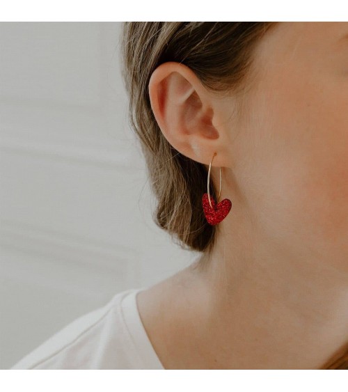 Herzen – Glitzernde Creolen Les Petites Hirondelles damen frau kinder spezielle kaufen