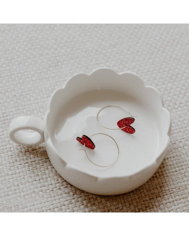 Hearts - Glittery hoop earrings Les Petites Hirondelles cute fashion design designer for women