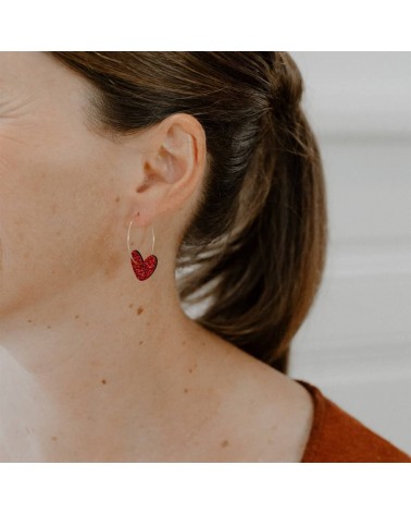 Cuori - Orecchini a cerchio con paillettes Les Petites Hirondelles eleganti particolari da donna bambina