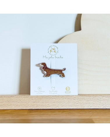 Dachshund - Wooden brooch Les Petites Hirondelles broches and pins hat pin badges collectible
