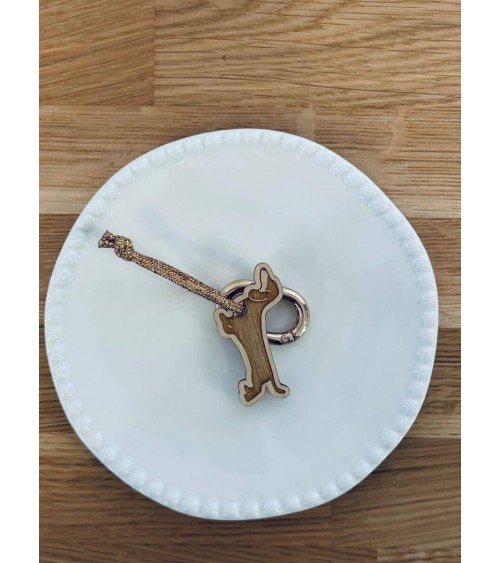 Dackel - Schlüsselanhänger aus Holz mit karabiner Les Petites Hirondelles geschenkidee schweiz kaufen