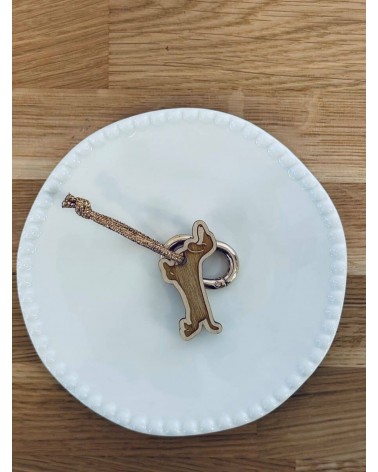 Teckel - Porte clé en bois avec mousqueton Les Petites Hirondelles idée cadeau original suisse
