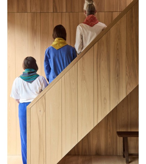 Foulard, écharpe triangle en laine - Rayures multicolores Donna Wilson luxe pour femme homme Suisse Kitatori