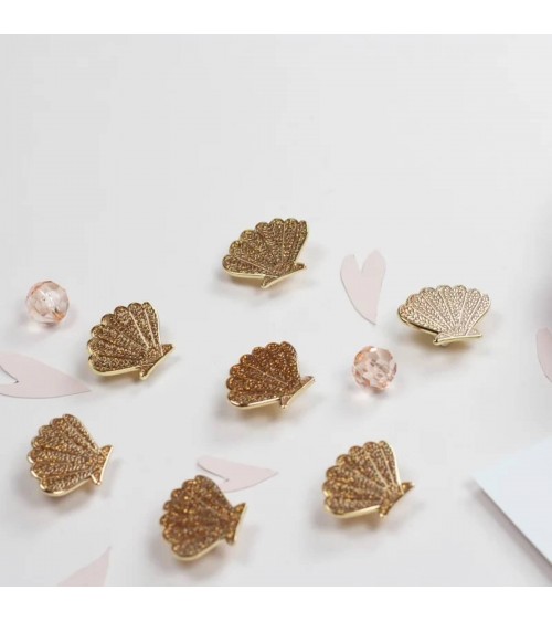 Coquillage - Pin's doré pailleté My Lovely Thing pins rare métal originaux bijoux suisse
