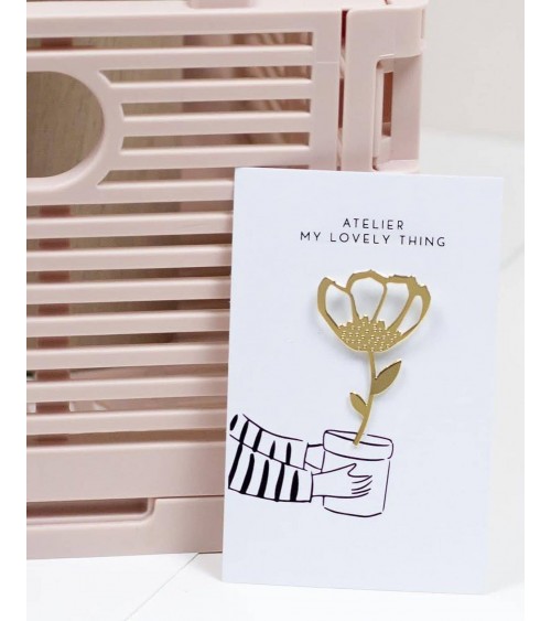 Flower - Gold Brass Pin My Lovely Thing broches and pins hat pin badges collectible