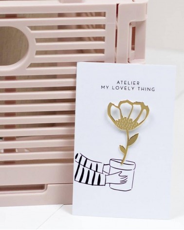 Fiore - Spilla ottone dorato My Lovely Thing spiritose spille colorate particolari eleganti donna da giacca uomo