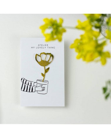 Fiore - Spilla ottone dorato My Lovely Thing spiritose spille colorate particolari eleganti donna da giacca uomo