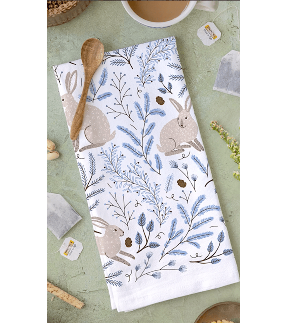 Lièvre des neiges - Torchon, linge de cuisine Gingiber torchon vaisselle qualité serviette haut de gamme beaux essuie main or...