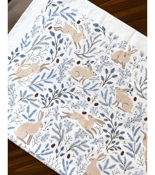 Winter Hare - Tea towel, kitchen towel Gingiber best kitchen hand towels fall funny cute