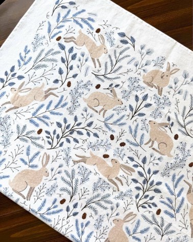 Winter Hare - Tea towel, kitchen towel Gingiber best kitchen hand towels fall funny cute