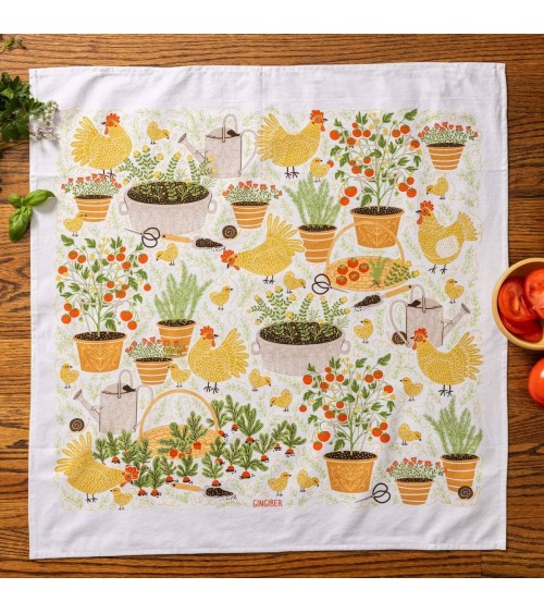 Poules de jardin - Torchon, linge de cuisine Gingiber torchon vaisselle qualité serviette haut de gamme beaux essuie main ori...