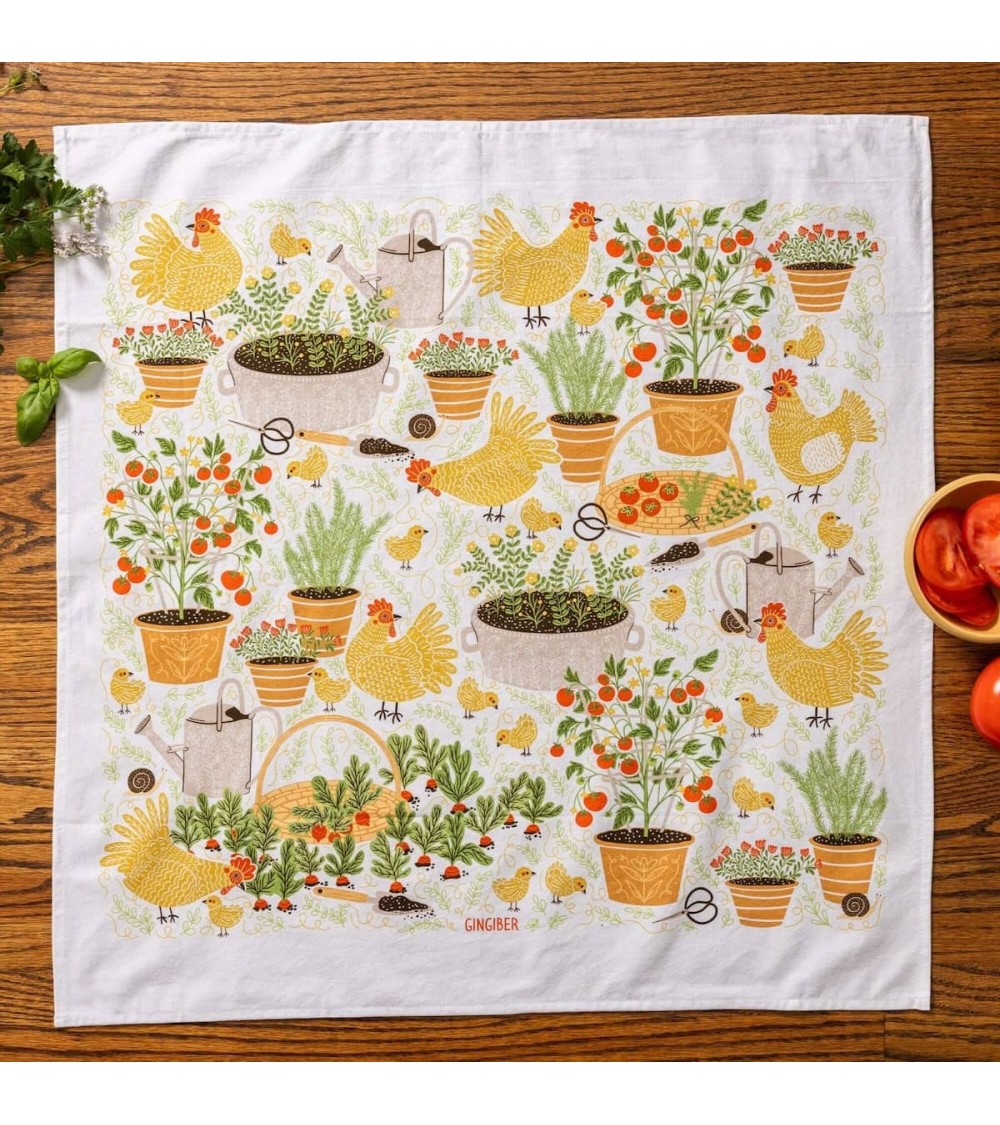 Garden Chickens - Tea towel, kitchen towel Gingiber best kitchen hand towels fall funny cute