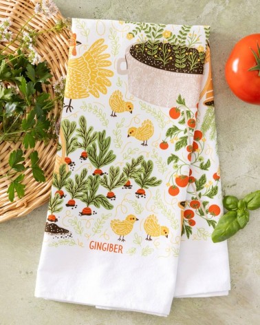 Gartenhühner - Baumwoll Geschirrtuch, Küchentuch Gingiber geschirr küchen tücher kaufen schöne modern küchenhandtücher