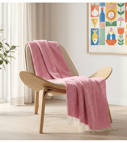 Plaid HERRINGBONE Rosa Pallido - Coperta pura lana vergine Bronte by Moon plaid per divano in lana coperta morbida letto matr...