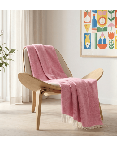 Plaid HERRINGBONE Rose Pâle - Couverture en pure laine vierge Bronte by Moon un plaid cocooning couverture chaude douce plaid...