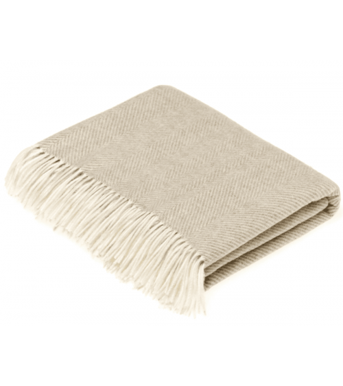 Plaid HERRINGBONE Beige - Couverture en laine mérinos Bronte by Moon un plaid cocooning couverture chaude douce plaide lit