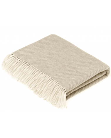 Plaid HERRINGBONE Beige - Couverture en laine mérinos Bronte by Moon un plaid cocooning couverture chaude douce plaide lit