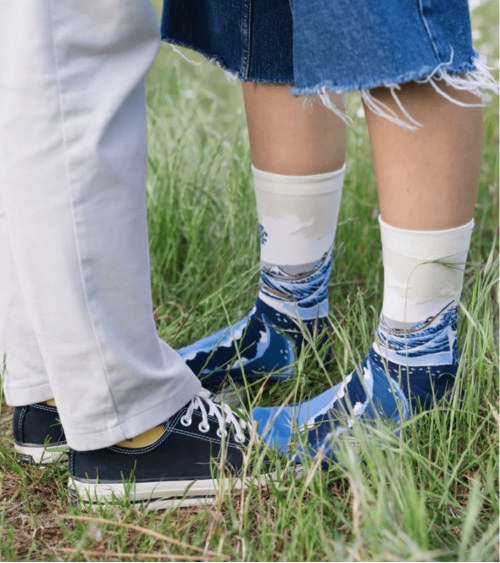 Die große Welle vor Kanagawa - Kunstsocken, Spezielle Socken Sock Affairs socke kuschelsocken für damen lustig herren farbige...