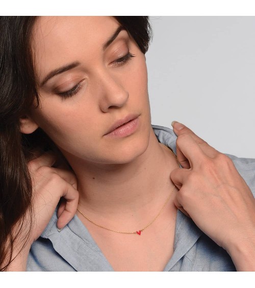 Halskette GRANT – Herz rot Mohnblume Titlee damen frau kinder spezielle kaufen