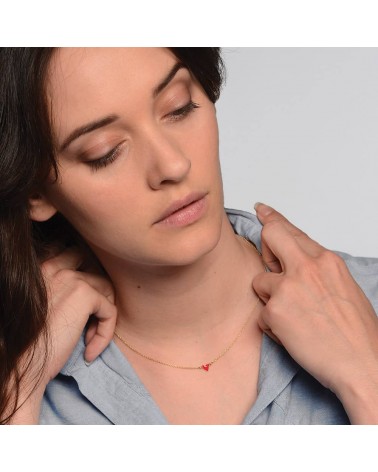 Halskette GRANT – Herz rot Mohnblume Titlee damen frau kinder spezielle kaufen