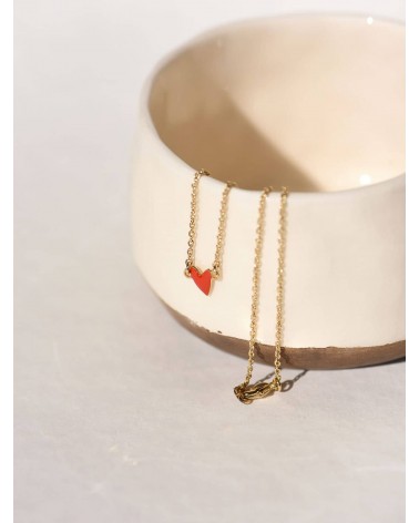 Collier GRANT - Coeur Rouge Coquelicot Titlee fantaisie original femme suisse