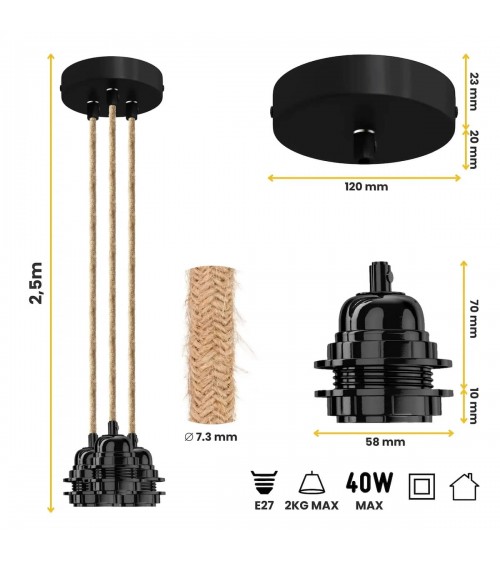 HANG-3 Twine - 3 light Pendant lighting, ceiling light kit Hoopzi